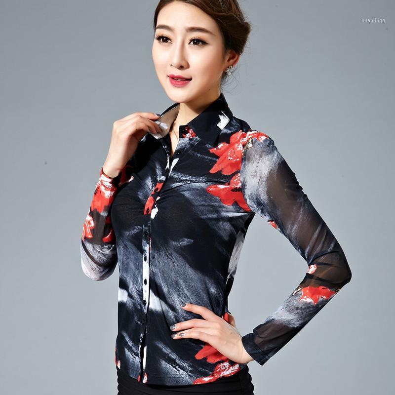 

Women' Blouses & Shirts Autumn 2022 Womens Printed Floral Pattern Slim Stretch Full Sleeve Blouse Shirt , Spring Female Woman Pleated Cardi, As pic