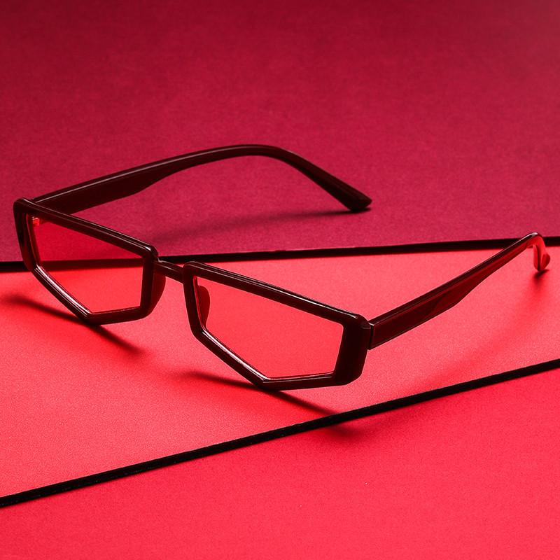 

Sunglasses Vintage Pentagonal Small Frame Wine Red Polygon Oculos Women Personality Decorative Ladies Uv400 Shield Sun Glasses