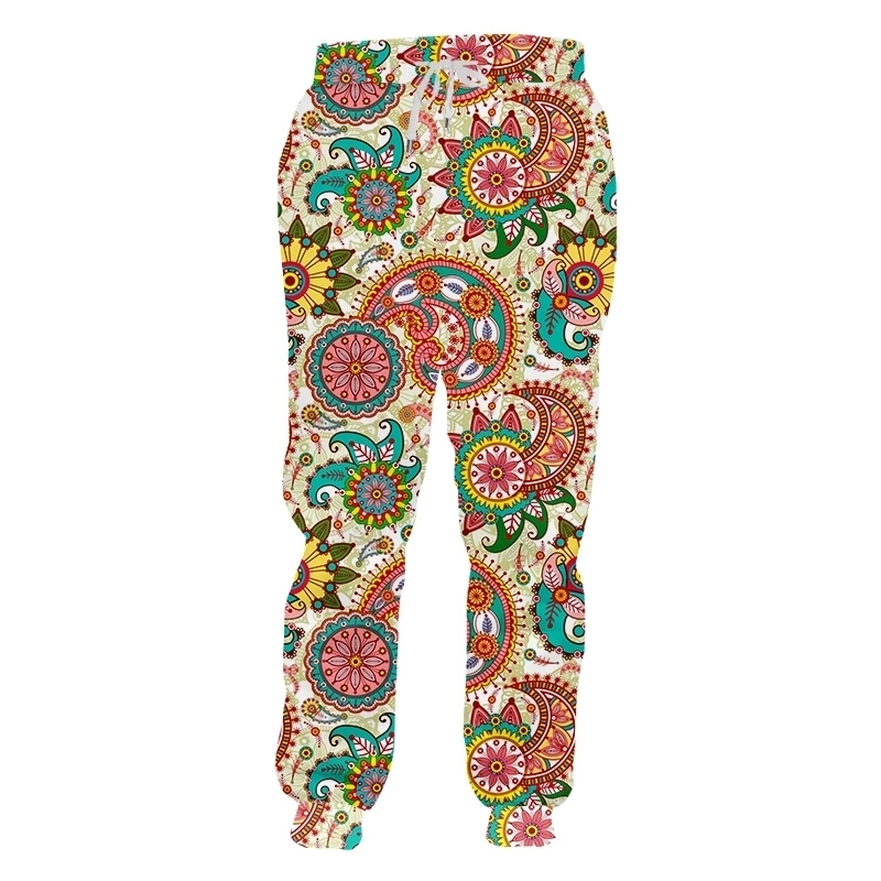 

UJWI Fashion Men Casual Full Length Pants Harajuku 3D Cashew Flower Colorful Printed Joggers Street Style Sweatpants Custom 5XL 220613, Cashew flowers