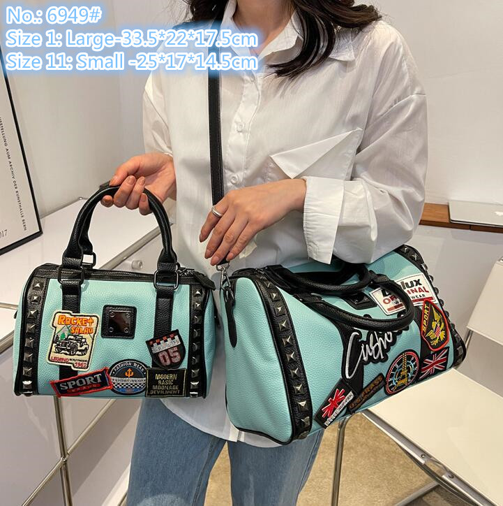 

Wholesale factory ladies shoulder bags street personality rivet punk handbag fashion embroidery decoration women's backpack large-capacity outdoor leisure bag, Pink11-6949#-small