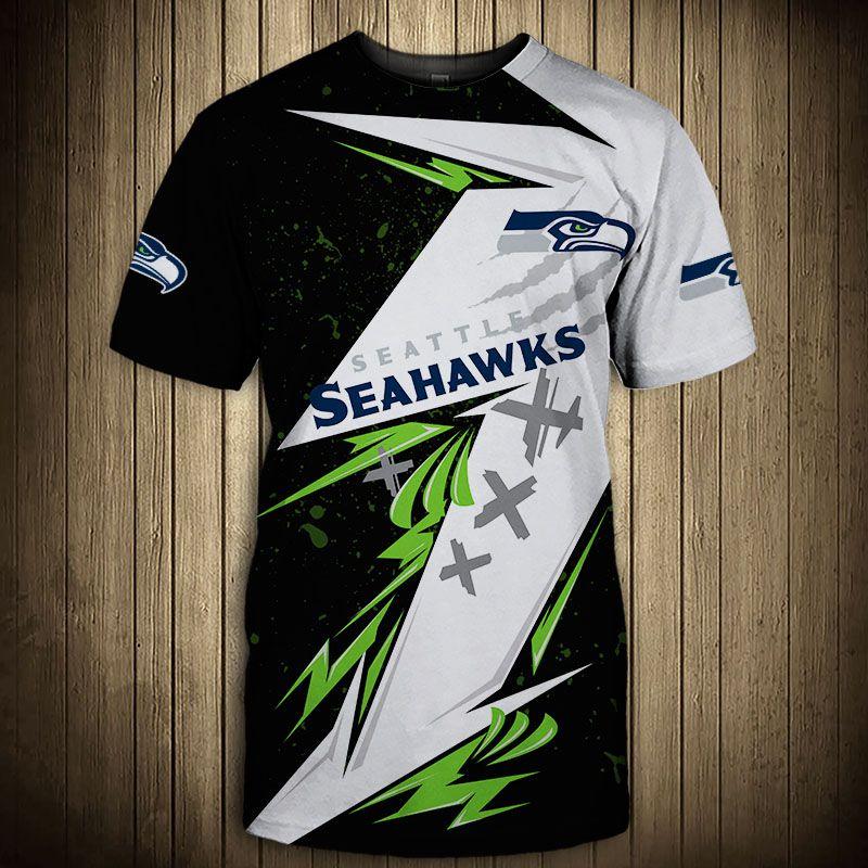 

Men's T-Shirts Seattle Men's Fashion 3d Seahawks T-shirt Black And White Stitching Green Flowers Graffiti Bird Print Casual TopsMen's, H01650 t-shirt