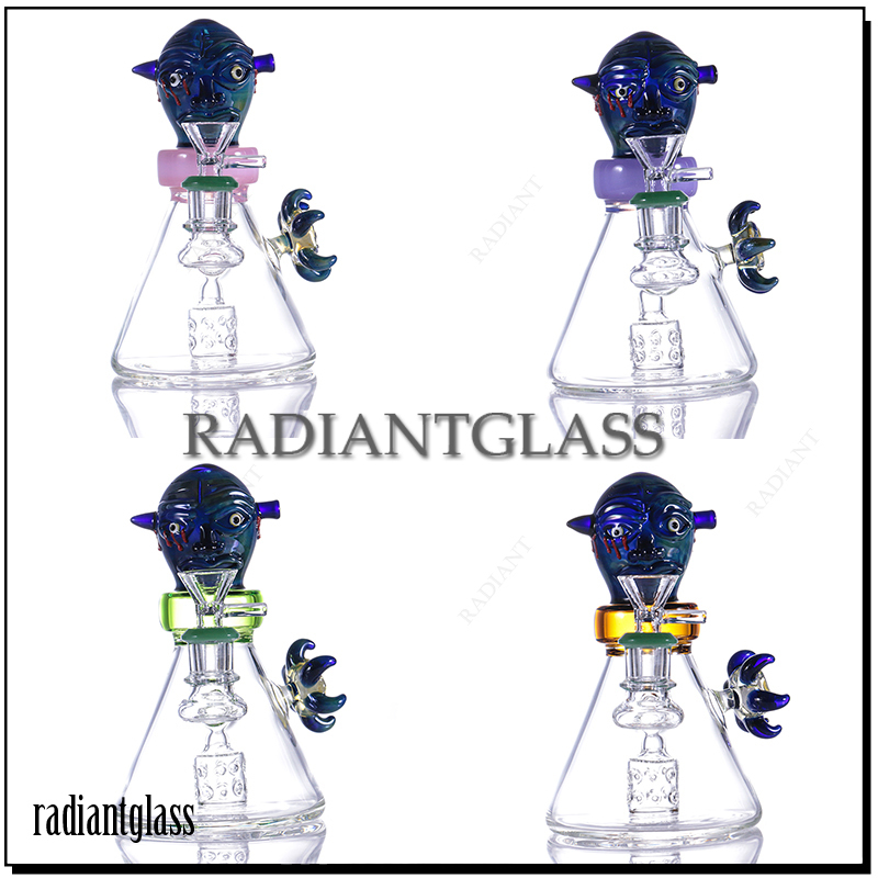 

6.6 inches ghost face bong hookahs dab rig colorful water pipe bongs with 14mm transparent glass bowl