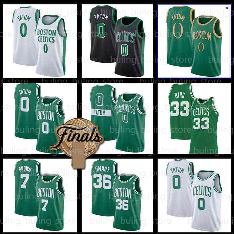 

Jayson Tatum Basketball Jersey 33 0 Larry Bird Finals Bostons Celtices Jaylen Brown Jerseys 2022 36 7 Marcus Smart Mens Green Black White, New jersey