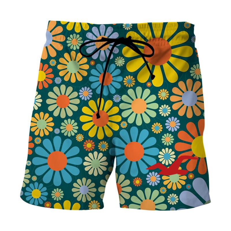 

Men' Shorts Summer 3D Flowers Printing Women Thin Sport Men Pants Quick Dry Holiday Surf Board Bermudas Short HommeMen, Dk-21
