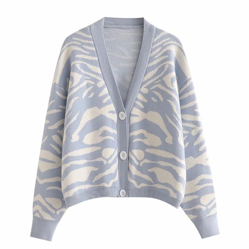 

Women's Knits & Tees BBWM 2022 Summer Women Vintage Stripe Sweater Girl Sweet Cute Knitted Cardigan Female Fashion Streetwear V Neck Loose T, White