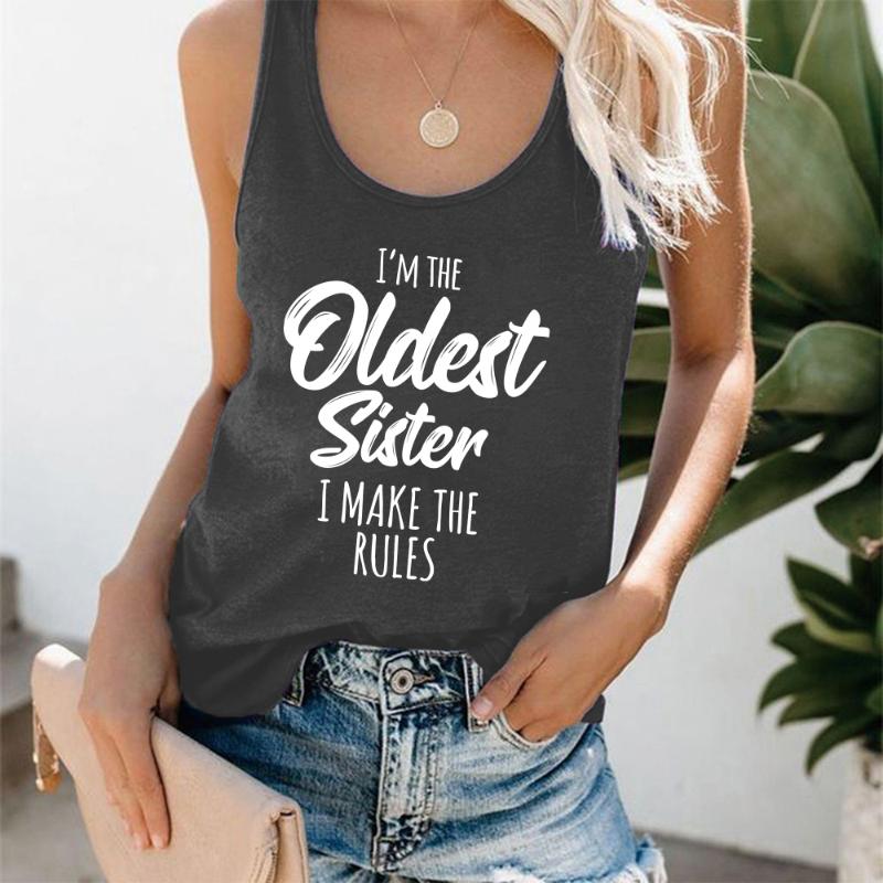 

Women' Tanks & Camis I'm The Oldest Sister I Make Rules Print Women Tank Tops Sleeveless Summer Loose Tee Shirt Funny Ladies Streetwear, Black