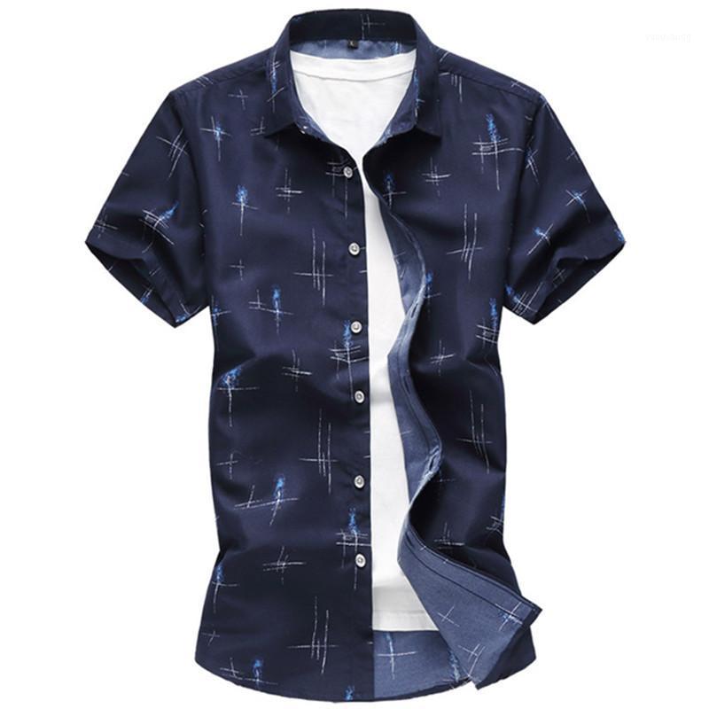 

Men Dress 2022 Summer Men's Casual Fashion Print Slim Short Sleeve Shirt Hawaiian Blouses Brand Clothing 5XL 6XL 7XL Shirts, White
