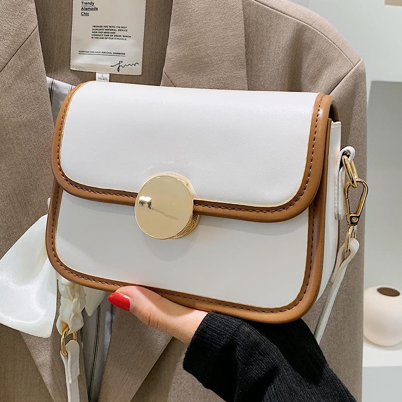 

Evening Bags Small Pu Leather Shoulder For Women 2022 Summer Flap Messenger Bag Square Designer Ladies Crossbody Silk Scarf Handbags, Black