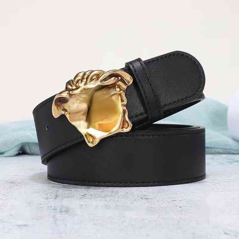 

Shop Men's Smooth Buckle Belt Medusa Young Beauty Head Cow Leather Pants Men brand mens designer belts luxury for women 005, Black