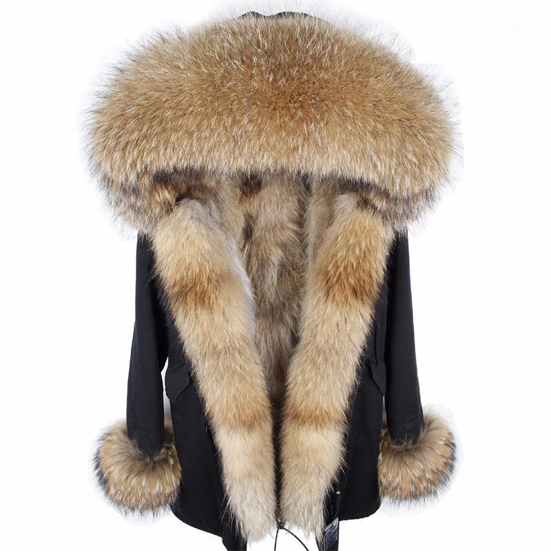 

Long Fashion Winter Jacket Women Real Fur Coat Warm Thick ParkasNatural Raccoon Collar Lined, Color 9