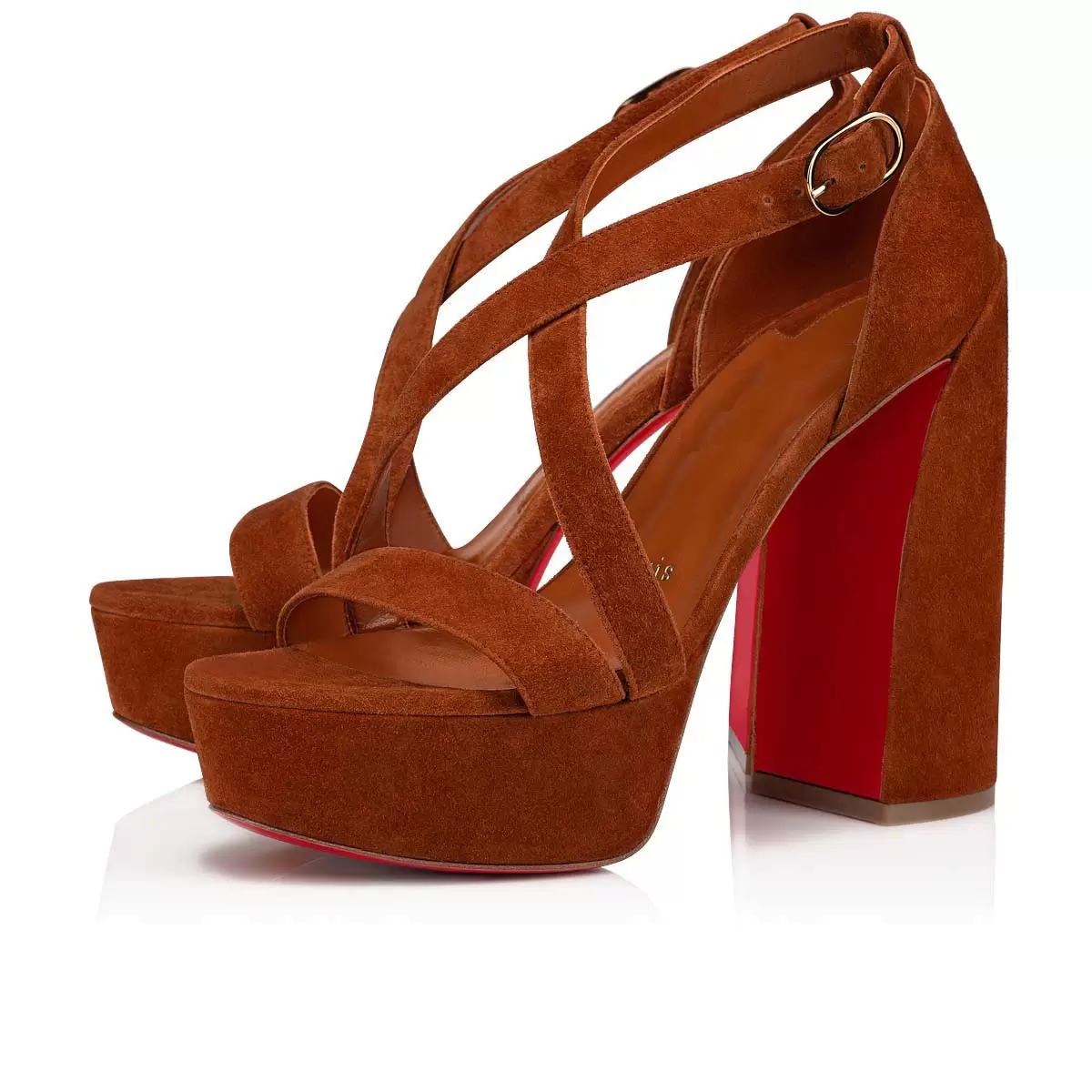 

Summer Women's sandals Movida thick red sole shoes curved heel calfskin leather velvet narrow band cross Ankle buckle