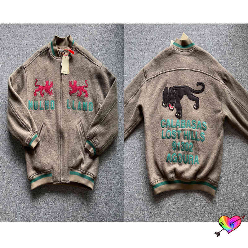 Calabasas Jacket Men Women High Quality Season 5 Jacket 3D Leopard Embroidered Coats Heavy Fabric Wool Puffer Varsity Coats T220816