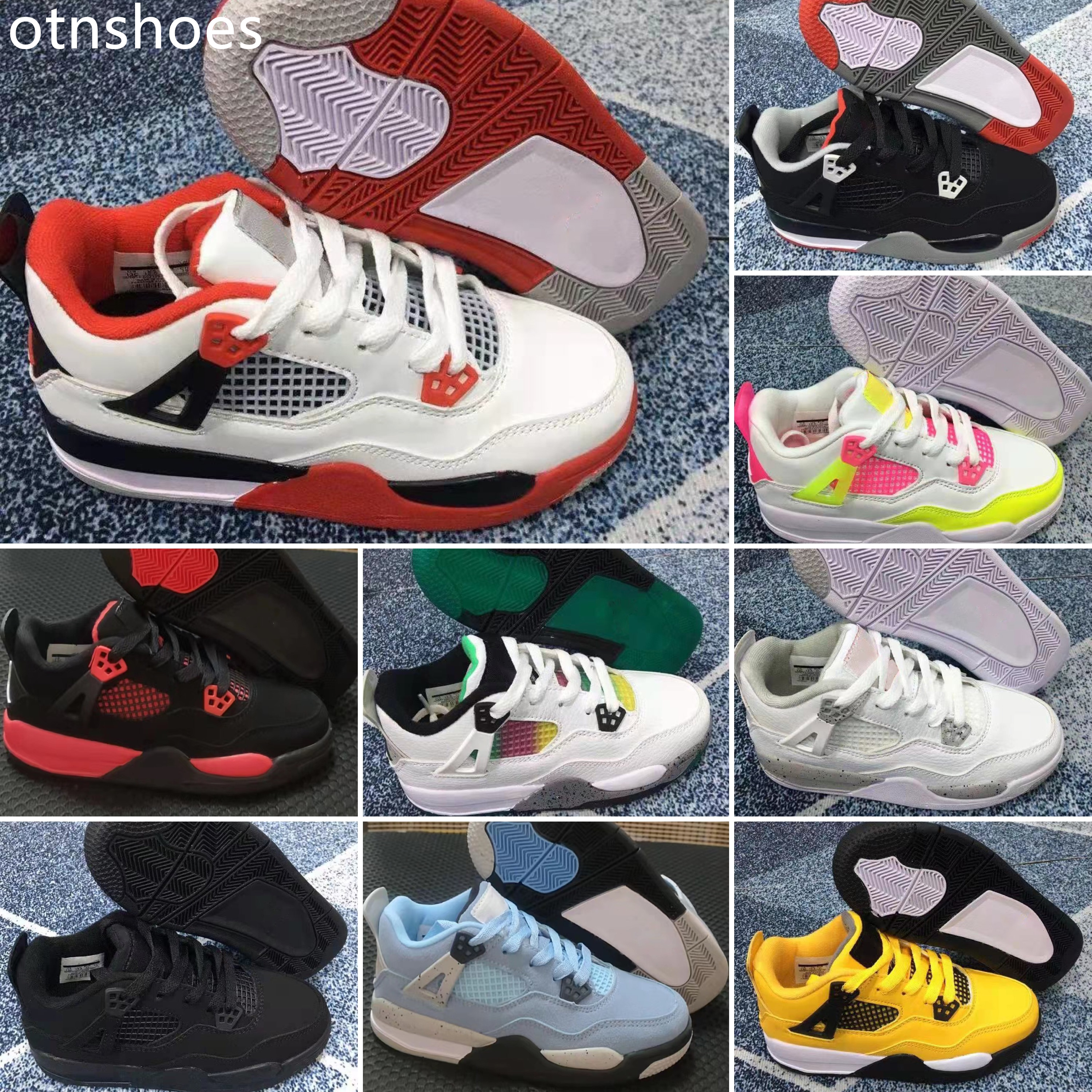 

2022 Kids Athletic Shoes 4s Children Basketball Shoes Wolf Grey Toddler Sport Sneakers for Boy Girl size 28-35, Color 10