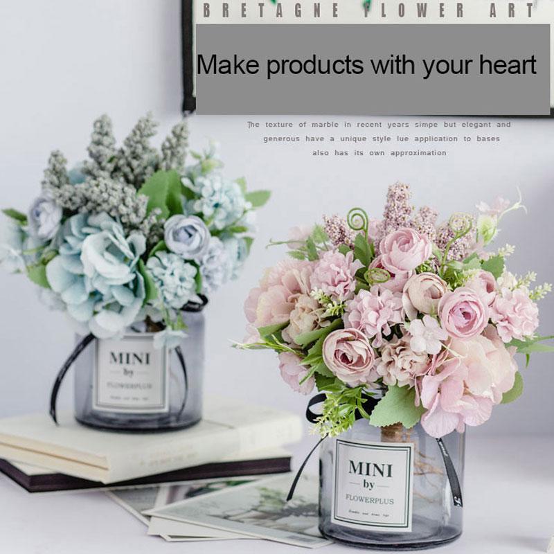 

Decorative Flowers & Wreaths The Latest Transparent Living Room Device Creative Hydrangea Simulation Flower Ornaments, Beige