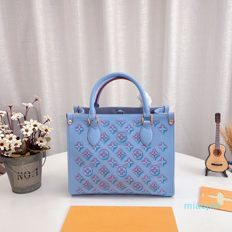 

PM MM GM tote bag lady designer practical Large capacity plain cross body shoulder handbags women great purse crossbody leather, Blue