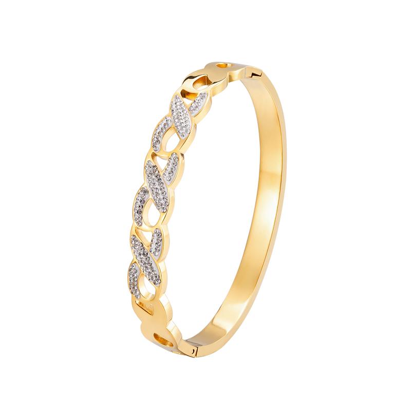 

Bangle Fashion Imitation Chain Hollow Crystal Bracelet For Woman Love Wedding Gift Stainless Steel Jewelry Wholesale