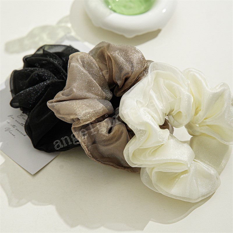 

Simple temperament double-layer mesh Hair Ties Rope Women Girls Ponytail Holder Hair Accessories Elastic Hairband Headwear, Mixed color