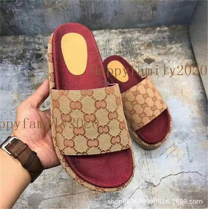 

2WW2 Designer Luxury Women Sandal Canvas Platform Slippers Real Leather Slides Beige Brick Red Colors Beach Slipper Outdoor Party Sandals, 11