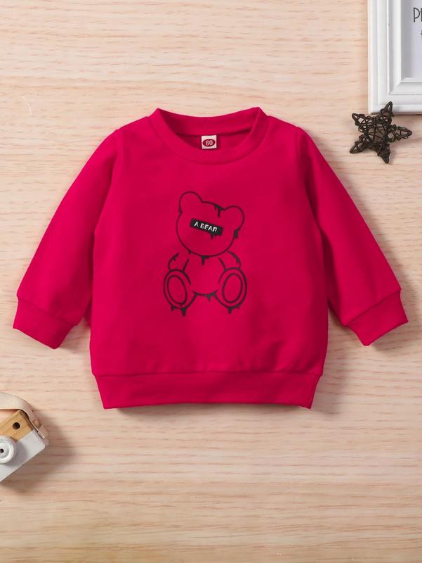 

Baby Bear And Letter Graphic Pullover SHE, Burgundy