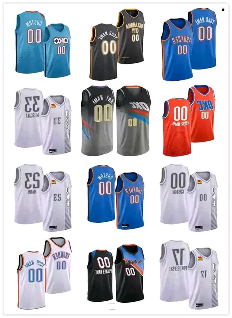 

75th Custom Men Oklahoma''City Thunder''23 Tre Mann 33 Mike Muscala 17 PAleksej okusevski 22 Isaiah Roby Basketball Jerseys, Color