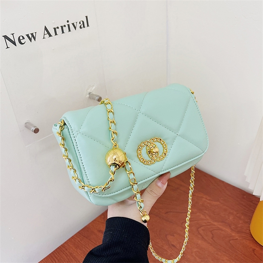 

56% OFF 2022 trendy s Tiktok live broadcast new small Lingge chain women's Messenger Bag bright color messenger bag, White