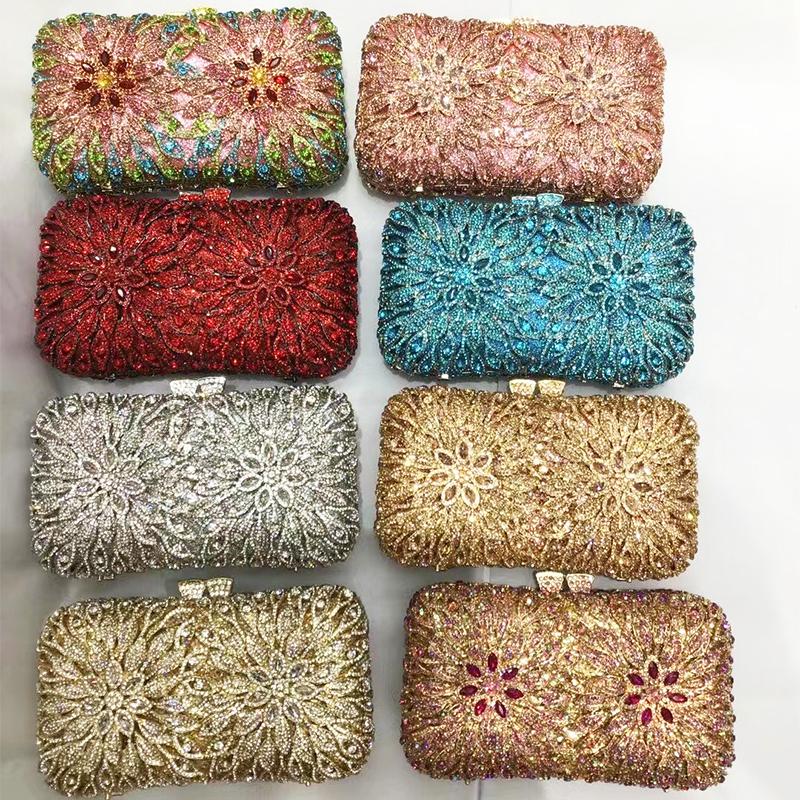 

Evening Bags Luxury Red/Silver 8 Colors Women Wedding Crystal Clutch Design Female Bag Fashion Ladies Diamond Rhinestone PurseEvening, 3 red