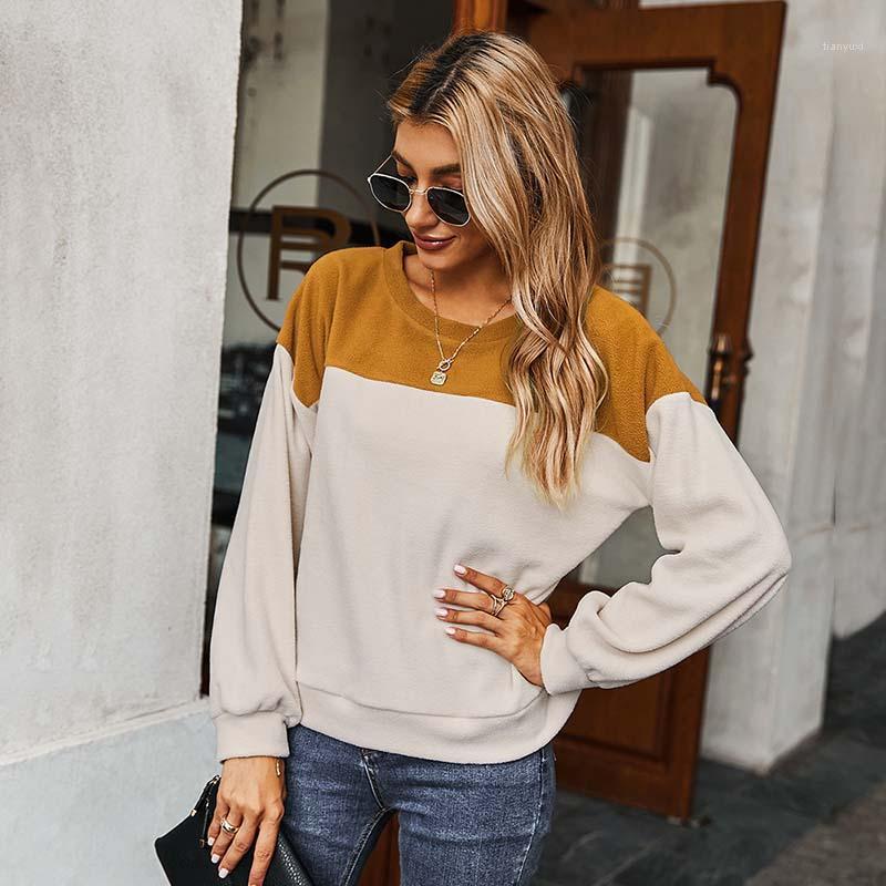 

Women Basic Patchwork Sweatshirt Spring Autumn Long Sleeve O Neck Casual Pullovers Female Loose Streetwear WX145 Women' Hoodies & Sweatshir