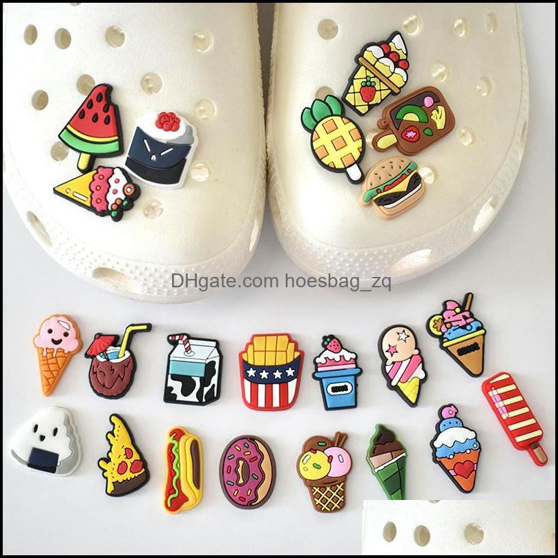 

Shoe Parts Accessories Shoes Pvc Cartoon Food Decorations For Croc Charms Bracelets Wristband Buttons Clog Children Birthday Gift Drop Del
