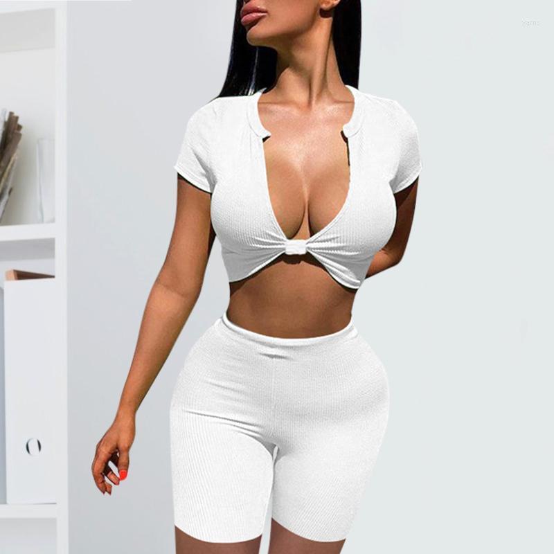 

Women' Tracksuits Simple Solid Two Piece Tracksuit Set Crop Top And Biker Shorts Outfits Lounge Wear Matching Sets For Women Clothing, Black