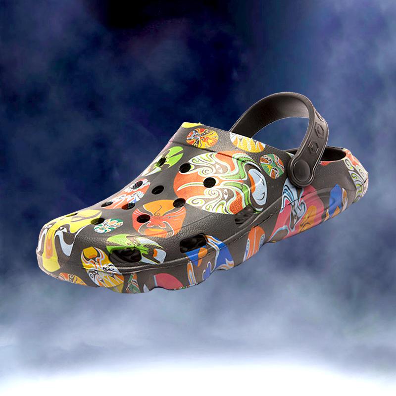 

Sandals Men Garden Clog With Head Opera Print Man Beach Slippers 2022 Summer Fashion Sandal Outdoor Casual Flip Flop Big Size 47, Black
