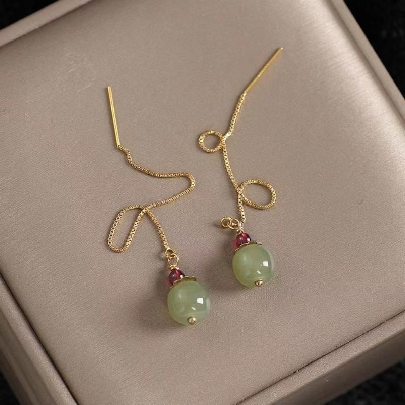 

Dangle & Chandelier Hetian Jade Bead Drop Long Earrings For Women 925 Silver Elegant Stone Fashion Jewelry ShippinDangle