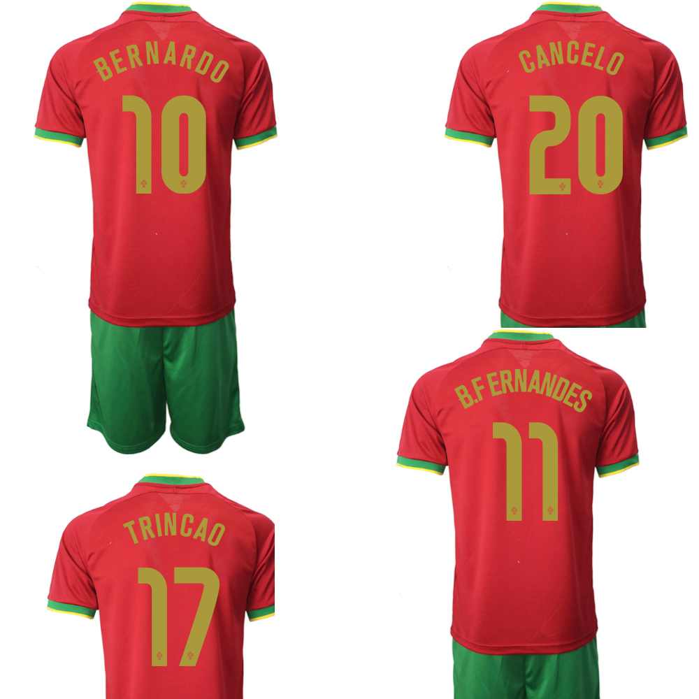 

Customized 22 23 Home 7 hazard # Red Soccer Jerseys SetS With Shorts 10 Bernardo kingcaps 11 B.Fernandes 23 17 G.Guedes black 6 Fonte 14 William 20 Quaresma fashion