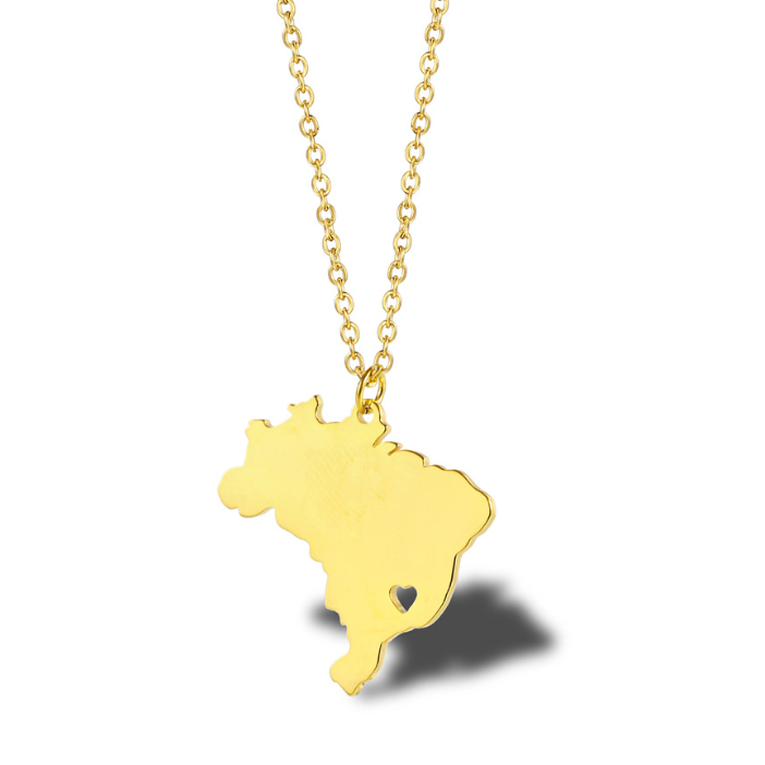 

10PCS South America Country Map Brazil Necklace Charm Brazilian Brasil Pride I Heart Love Sao Paulo City Necklaces for Souvenir Gift