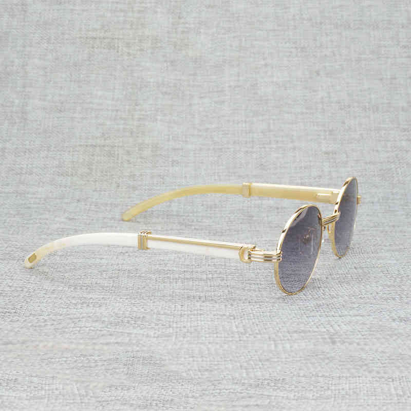 

Natural Wood Sunglasses Men Round Black White Buffalo Horn Clear Glasses Metal Frame Oculos Wooden Shades for Summer Accessories