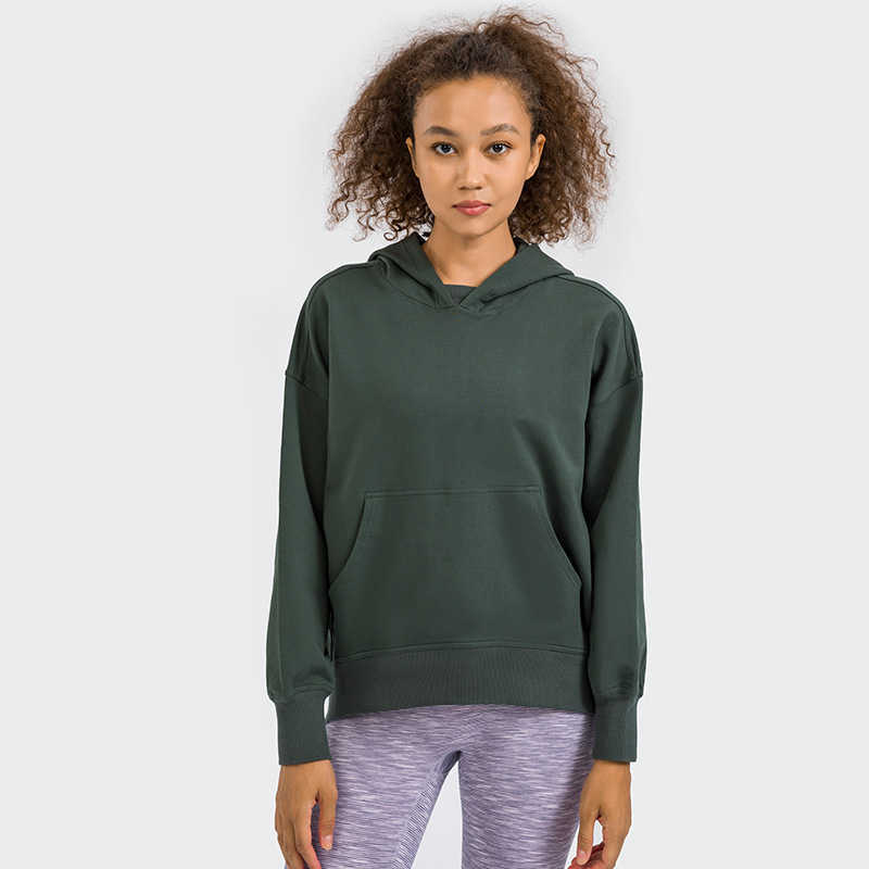 

Womens yoga outfits Clothing LU-180 Long-sleeved Sweatshirts Lady Loose Hoodies Sports Hooded Sweater Winter Fitness Shirts Tops hhgg, Black