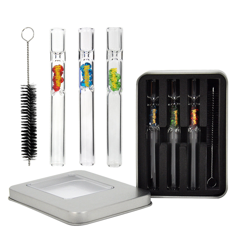 Glass Pipe color drill tube tobacco smoke shop portable set cleaning brush glass bong water pipes and bubblers-image-789165209