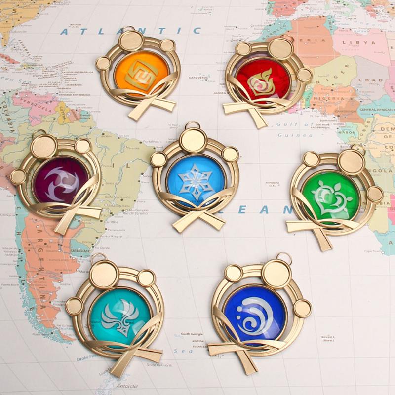 

Keychains Genshin Impact Trinket Visions Eye Of God Pendants Ornament Key Chain C00446