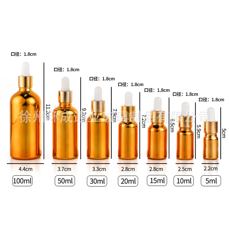 

Wholesale Electroplating Essential Oil Bottle Gold Silver Lotion Pump Essence Storage Bottle Dropper Cosmetics Storage Bottle