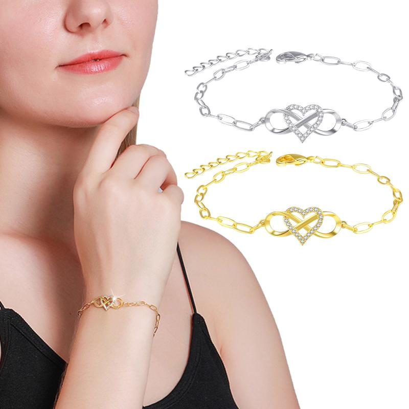 

Bangle Prw3500 Fashion 8 Shaped Heart Diamond Bracelet Length Adjustable Jewelry Charm Birthday Surprise Pearl Necklace SetsBangle