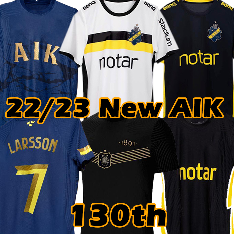 

21 22 AIK soccer jerseys 130 Years Since 1891 Fotboll Shirt Black golden Papagiannopoulos Rogic Larsson tihi 2021 2022 130th anniversary football shirts top uniform, 22 23 home