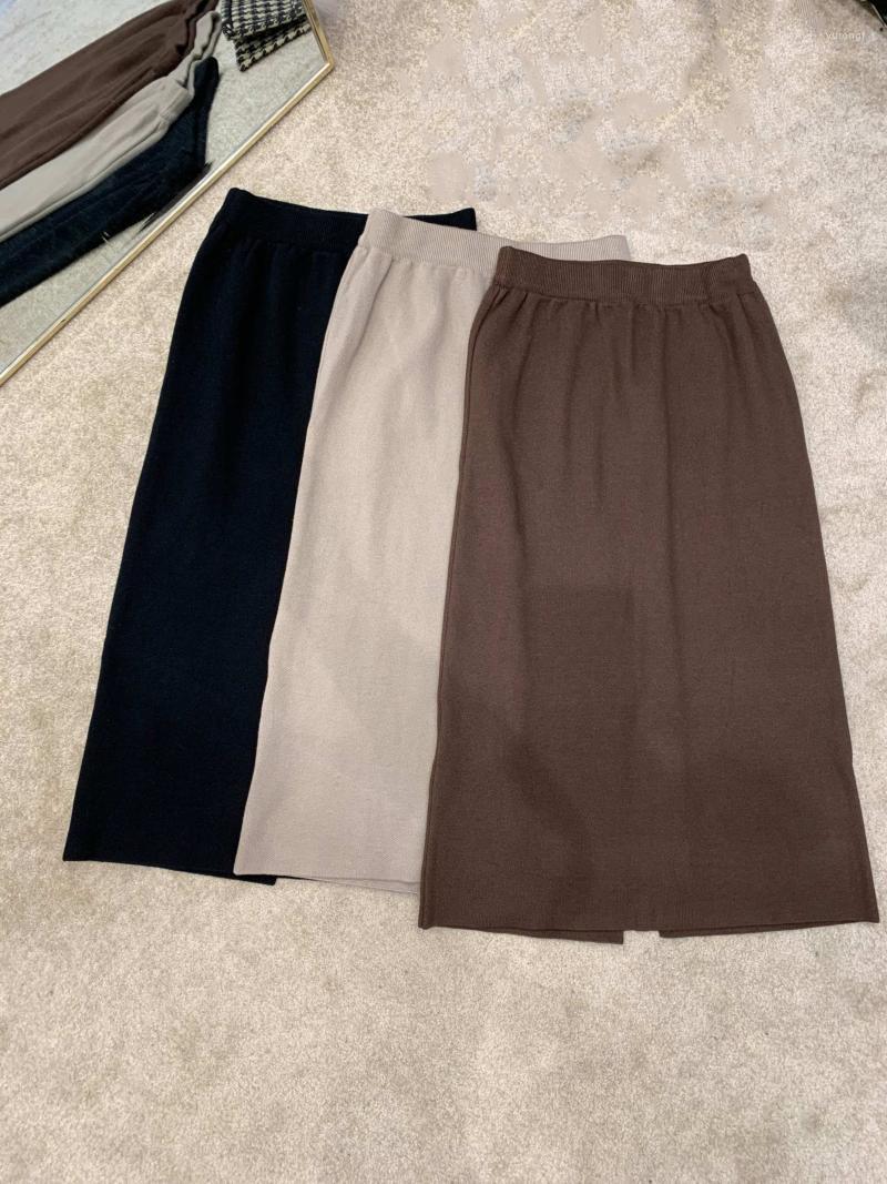 

Skirts Ladies 2022 Fashion Sexy Solid Color Wool Half Skirt 0916, Black