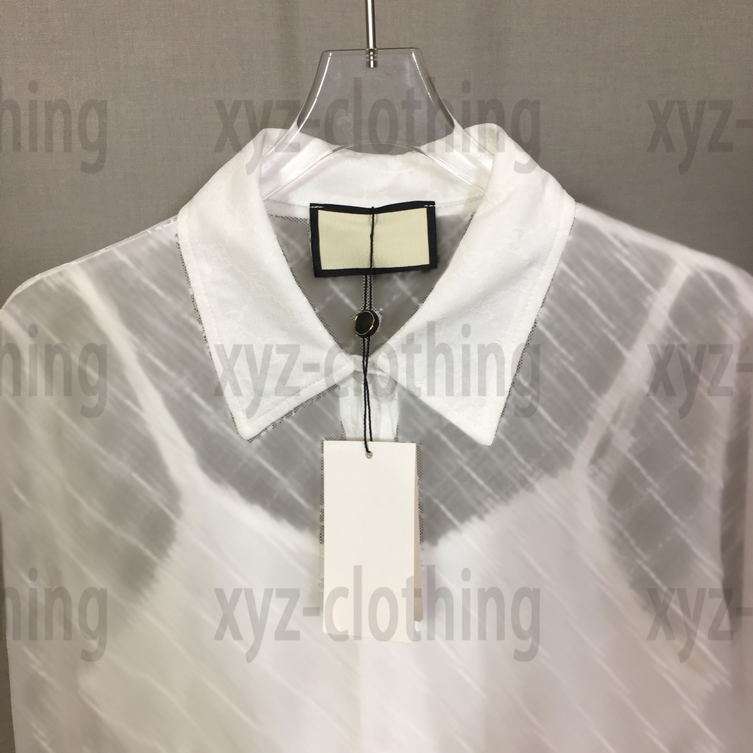 

women white shirts blouses 2022ss blous tops shirts ladies fashion Letter Mesh See-Through Lapel Long Sleeve Elegant Shirt polo designer blouse suspenders t-shirt