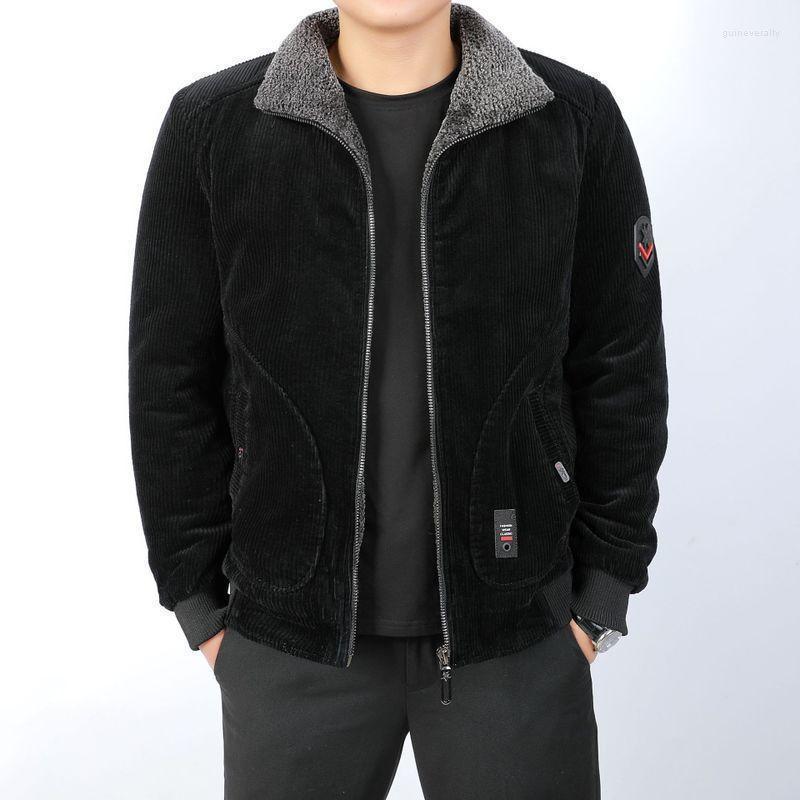 

Men' Down & Parkas Winter Corduroy Cotton-padded Jacket Loose Large Size Middle-aged And Old Leisure Warm Ja Guin22, Black