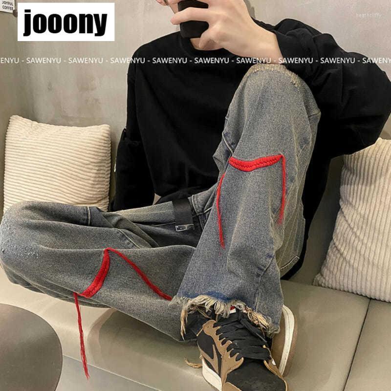 

Men' Jeans Streetwear Jean Femme Baggy Wide Leg Denim For Men Clothing Man Casual Pants Men' Straight Trousers Mens PantalonMen' Heat, Dark blue
