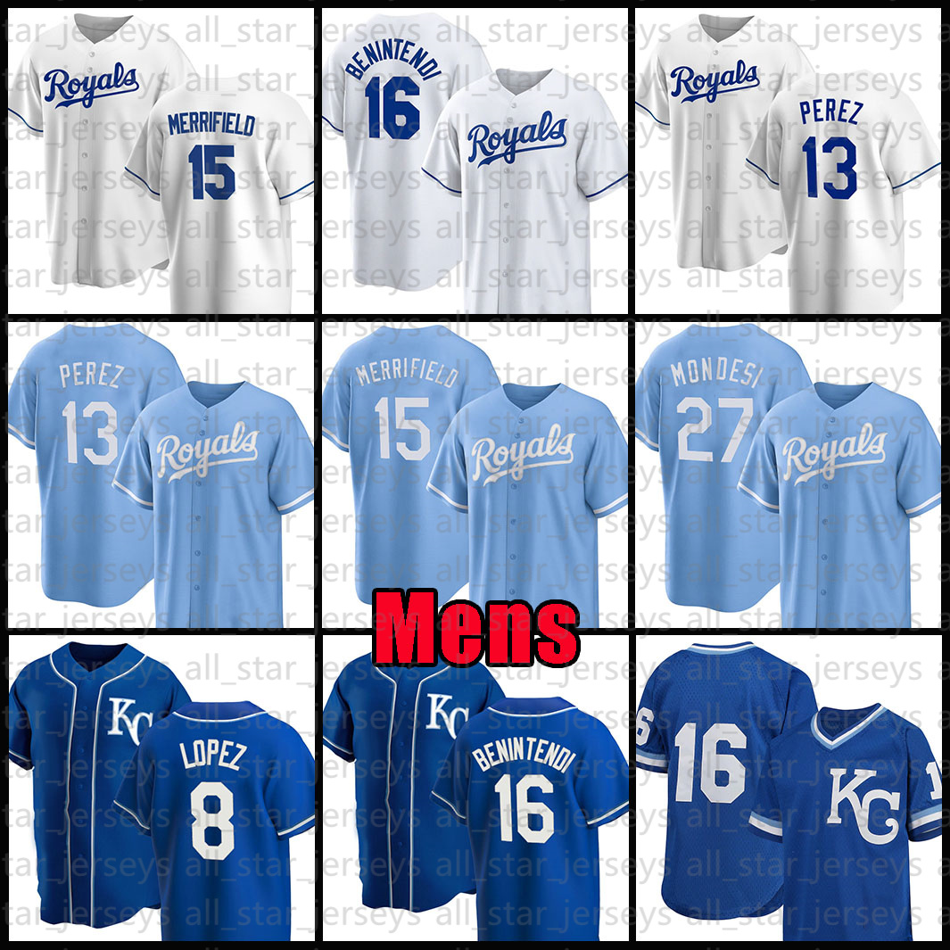 

16 Andrew Benintendi 15 Whit Merrifield Baseball Jersey Kansas City 2022 Royals 13 Salvador Perez 17 Hunter Dozier Nicky Lopez Adalberto Mondesi Kyle Isbel Santana, Mens(huangjia)