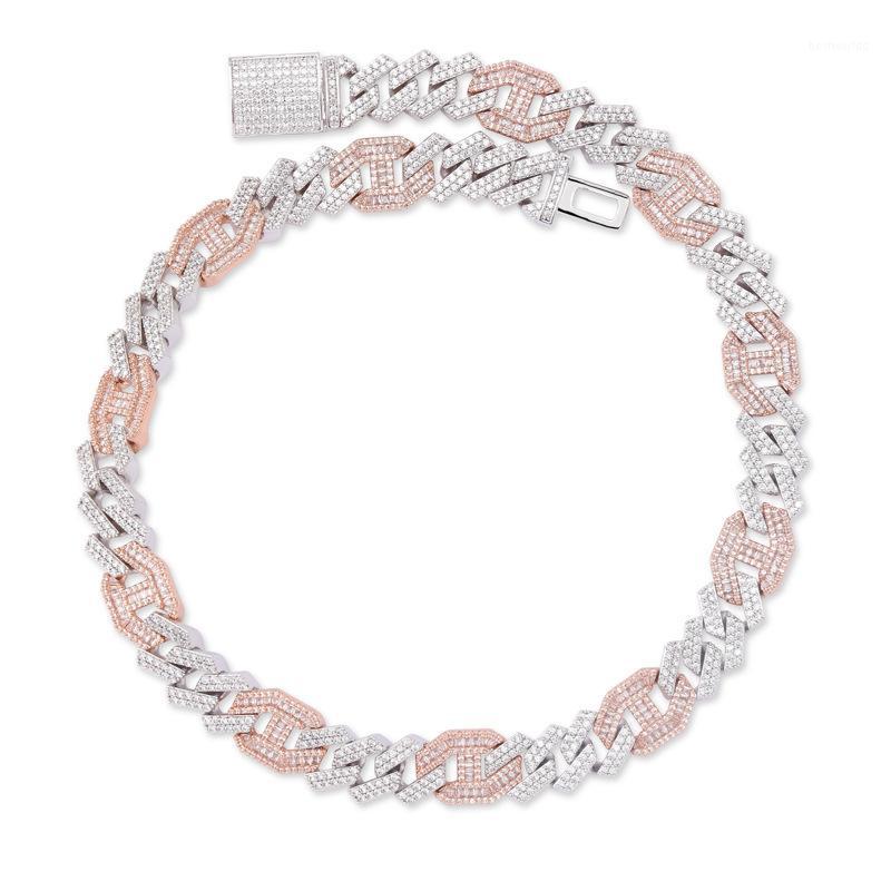 

Chains Hip Hop Rock 925 Sterling Silver Created Moissanite Gemstone Party Men's Cuba Chain Necklace Bracelet Fine Jewelry Gift