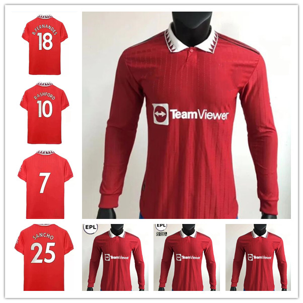 

SANCHO Home Red Soccer Jersey 2021 2022 2023 #11 GREENWOOD #18 B.FERNANDES Away Soccer Shirt 22 23 #10 RASHFORD #6 POGBA 3rd football Uniform Player version Long sleeve