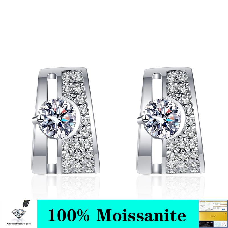 

Stud Moissanite Earrings 0.3ct Carat D VVS 18K White Gold Color Wedding Square 925 Sterling Silver Women's GiftStud