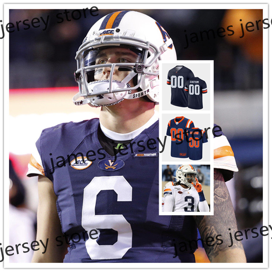 

NCAA Mens Custom Virginia Cavaliers Football Jersey 16 Richard Burney 19 Jowon Briggs 67 Derek Devine 87 Tony Poljan 6 Nick Jackson 10 Brennan Armstrong, Navy