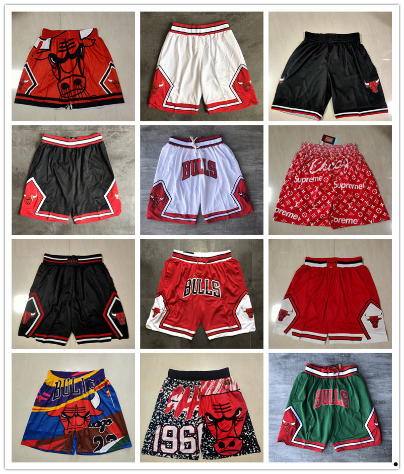 

Chicago''Bulls''men Throwback Basketball Shorts pocket red black, Color